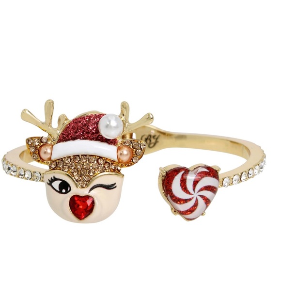 Betsey Johnson Reindeer Hinged Bangle Bracelet - Picture 1 of 3